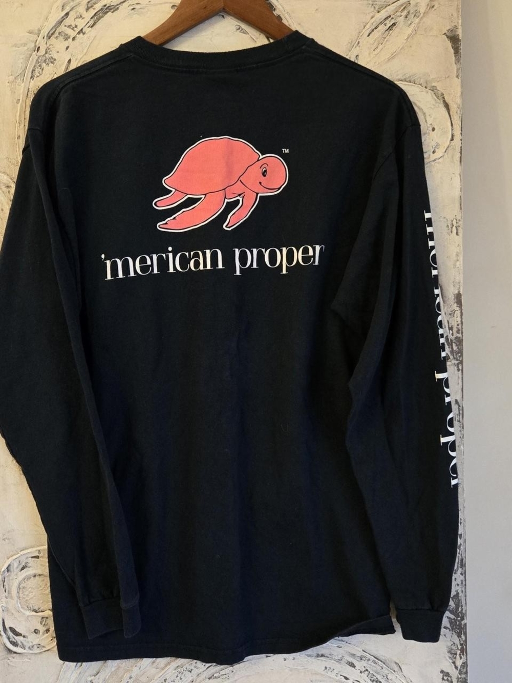 Women's Black Long-Sleeve Tee with Coral Turtle Graphic